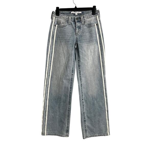Celebrity Pink Denim - Celebrity Pink Wide Leg Jeans Juniors 1/25 Blue Medium Wash Side Stripe Stretch